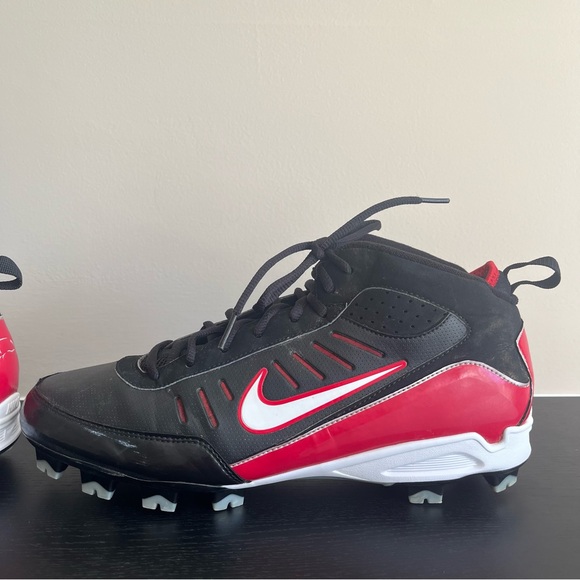 Nike Mens 11.5 Power Channel Cleats Football Black Red White 2008 - Picture 6 of 14